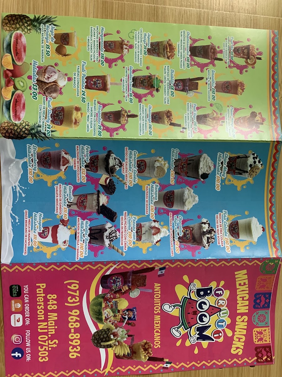 Fruti Boom menu board