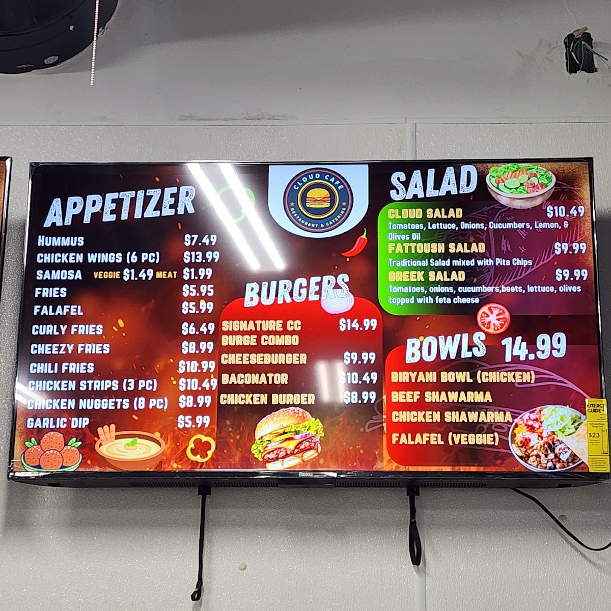 Cloud Cafe’ menu board