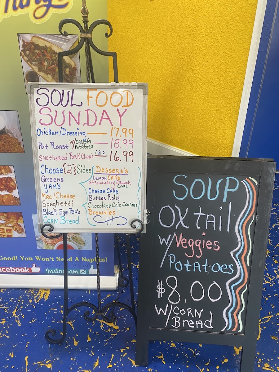 Big Myrt's Wings and Things menu board