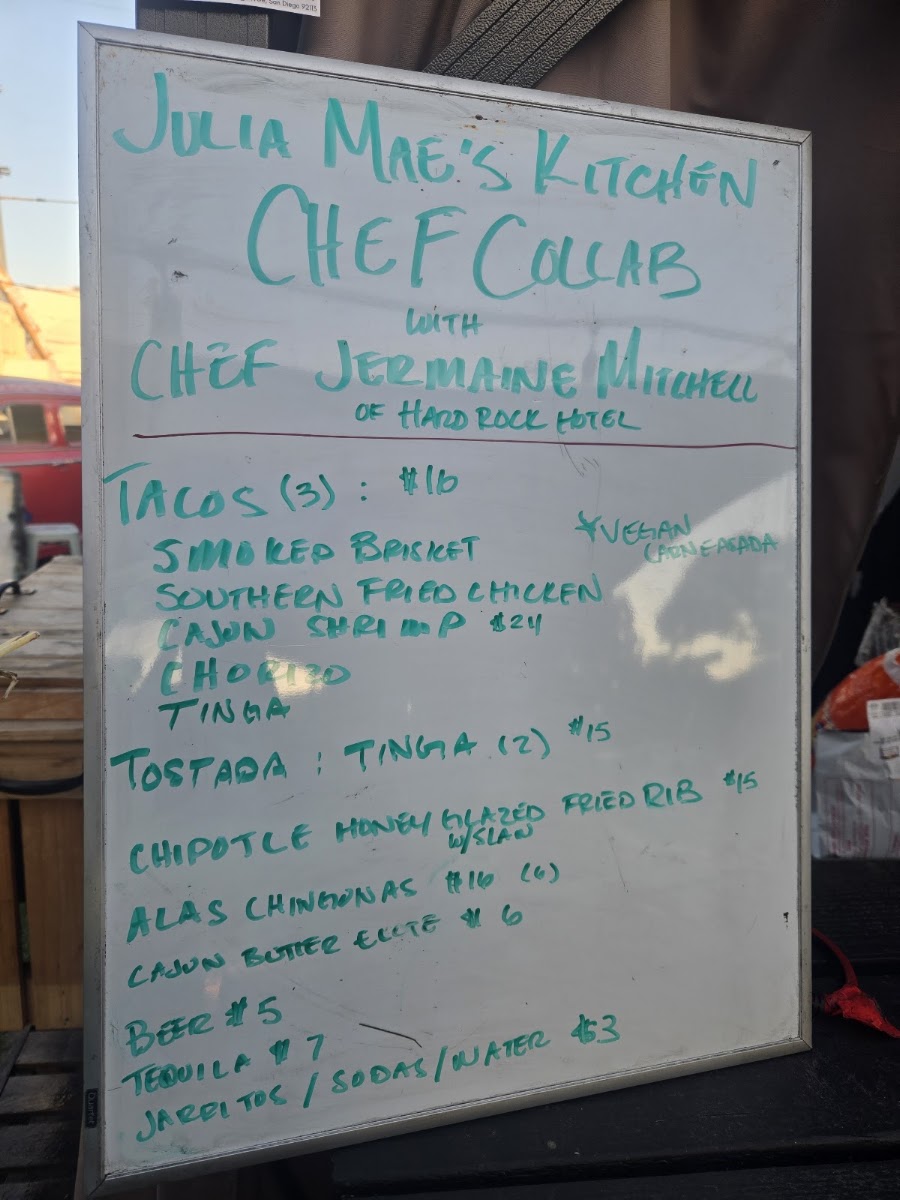 Julia Mae's Kitchen menu board