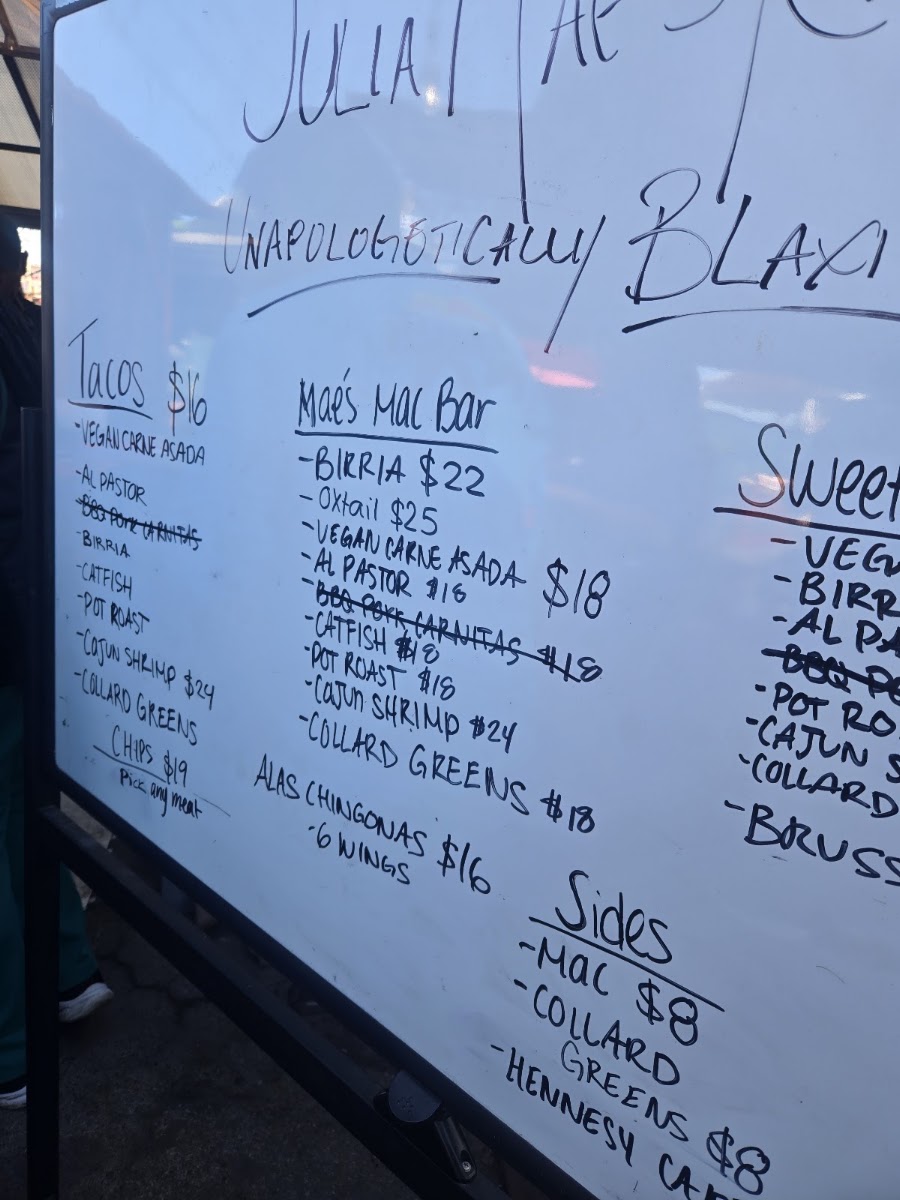 Julia Mae's Kitchen menu board