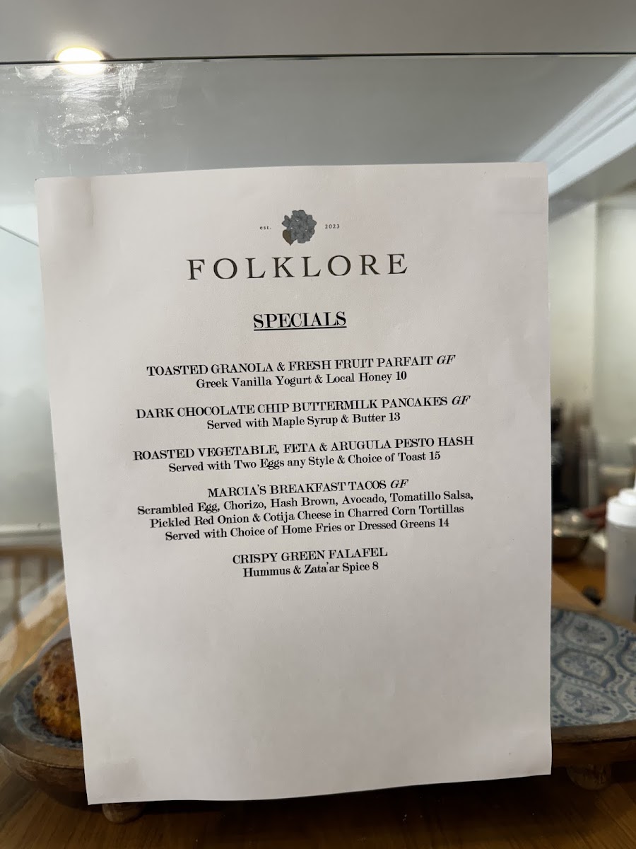 Folklore Provisions menu board