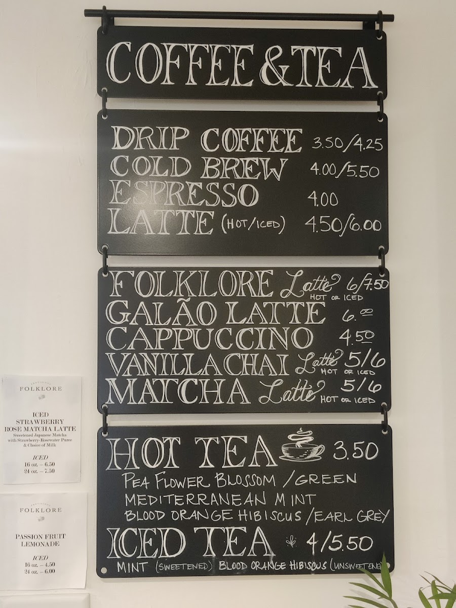 Folklore Provisions menu board