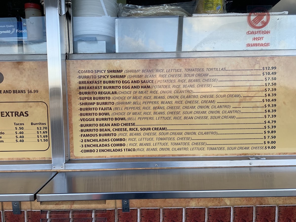 Mi Taco Unión De Tula Jalisco menu board