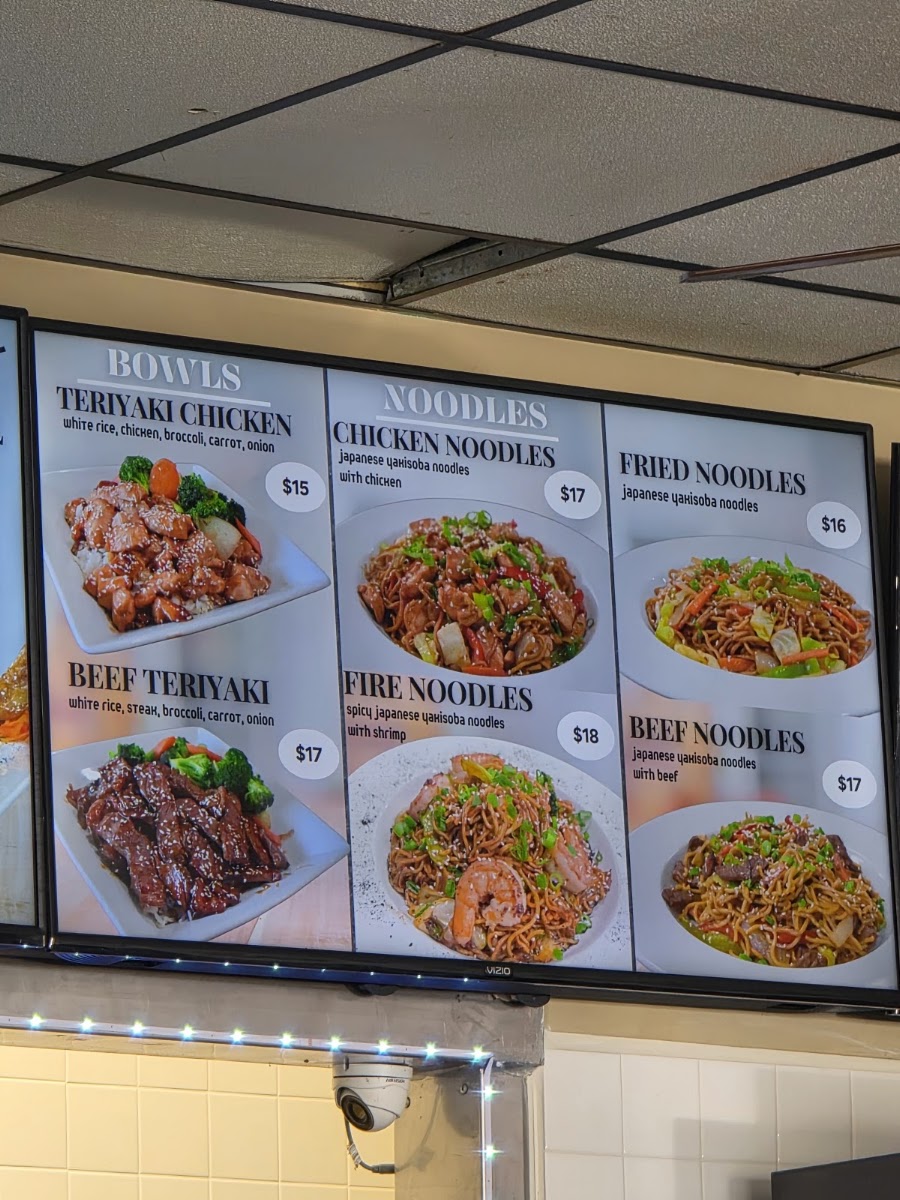 King Hibachi menu board
