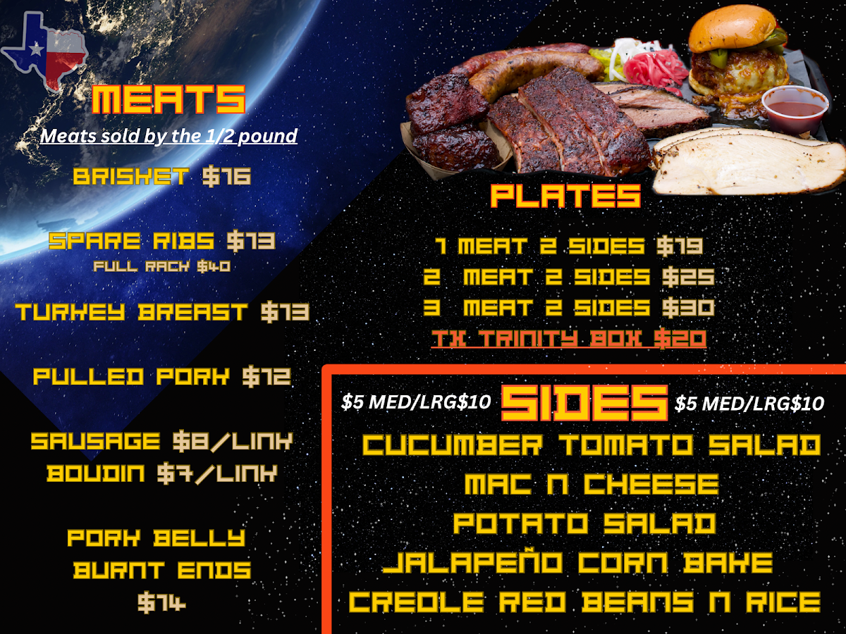 Space City BBQ Food Truck menu board