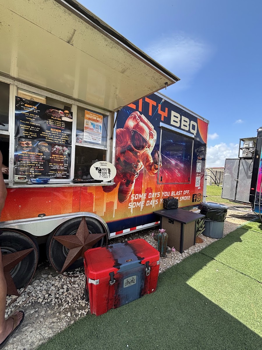 Space City BBQ Food Truck menu board