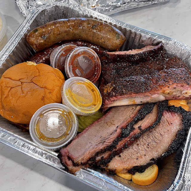 Smoked Brisket Ribs and Sausage
