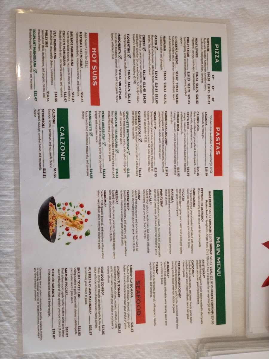 Joe's Italian Restaurant menu board