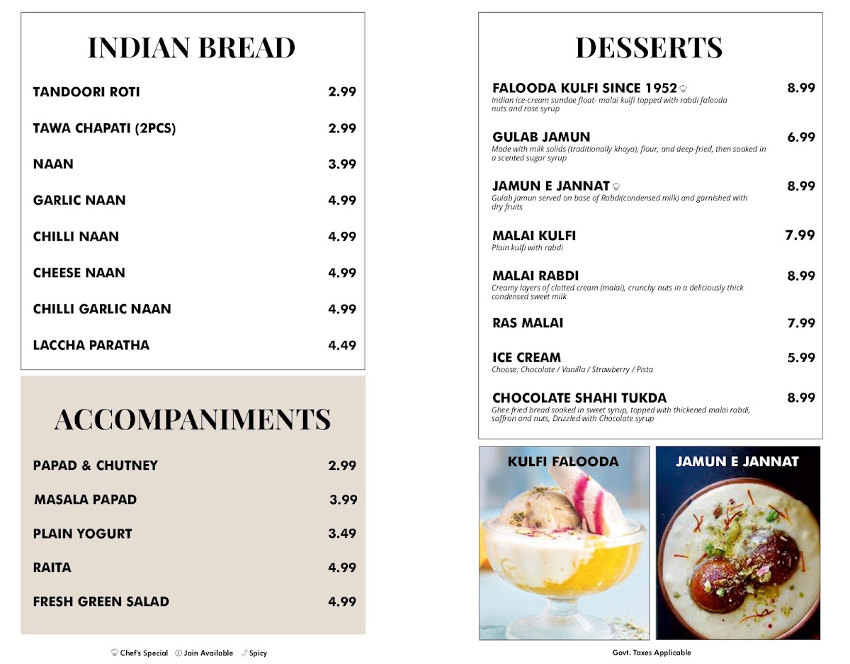 Kailash Parbat - Indian Vegetarian | Vegan Restaurant menu board