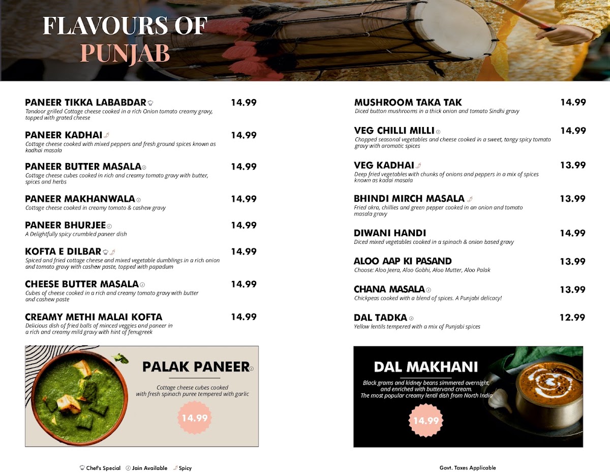 Kailash Parbat - Indian Vegetarian | Vegan Restaurant menu board