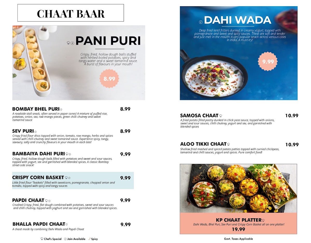 Kailash Parbat - Indian Vegetarian | Vegan Restaurant menu board