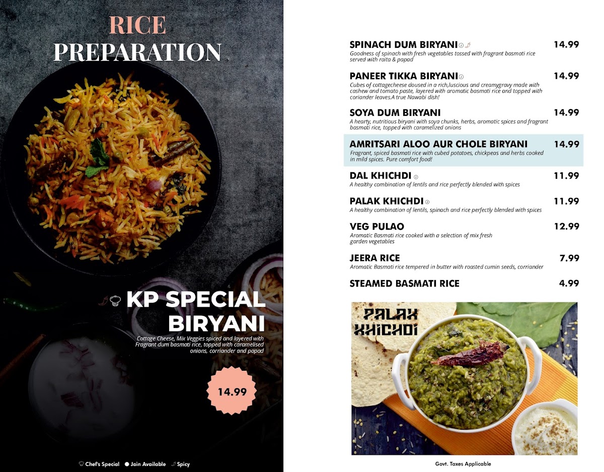 Kailash Parbat - Indian Vegetarian | Vegan Restaurant menu board