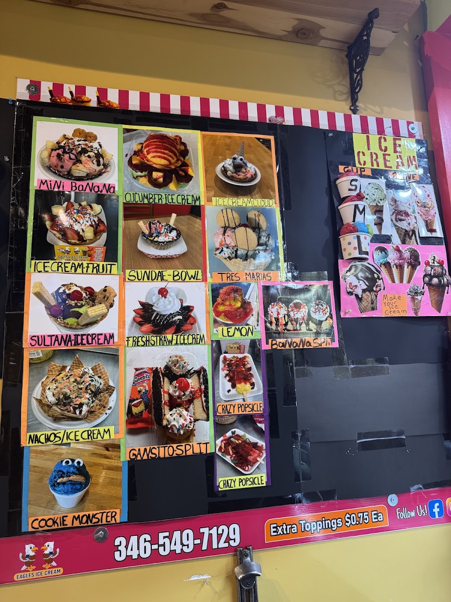 Eagles Ice Cream menu board