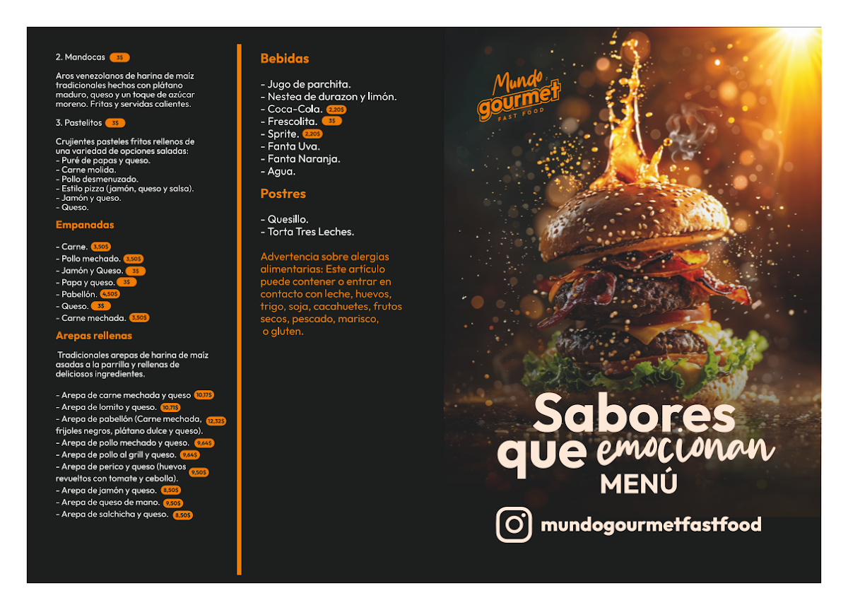 Mundo gourmet menu board