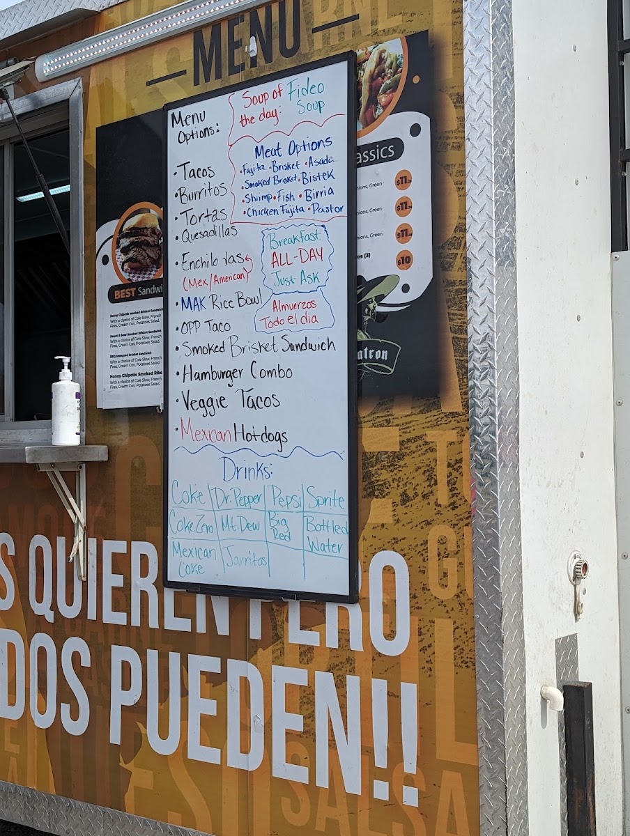 Mexican palace menu board