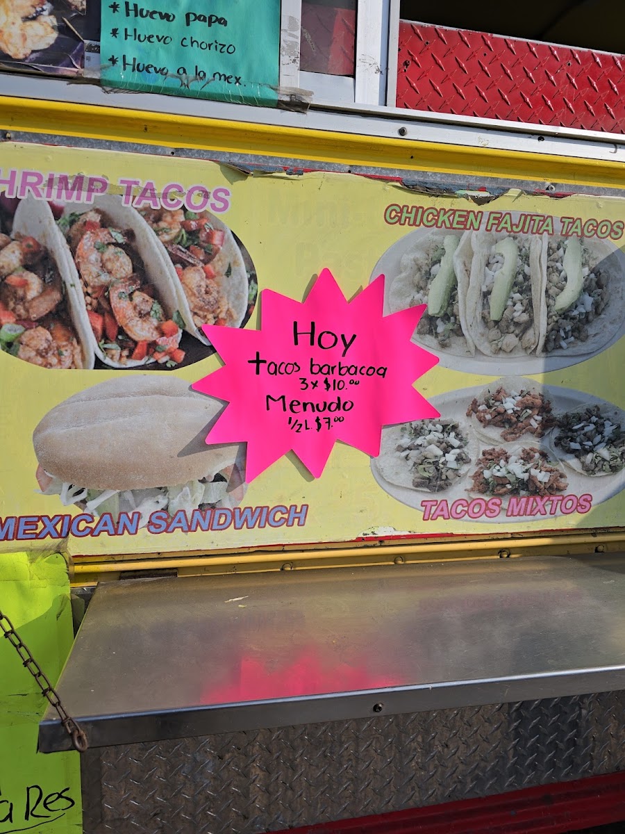 Mexican palace menu board