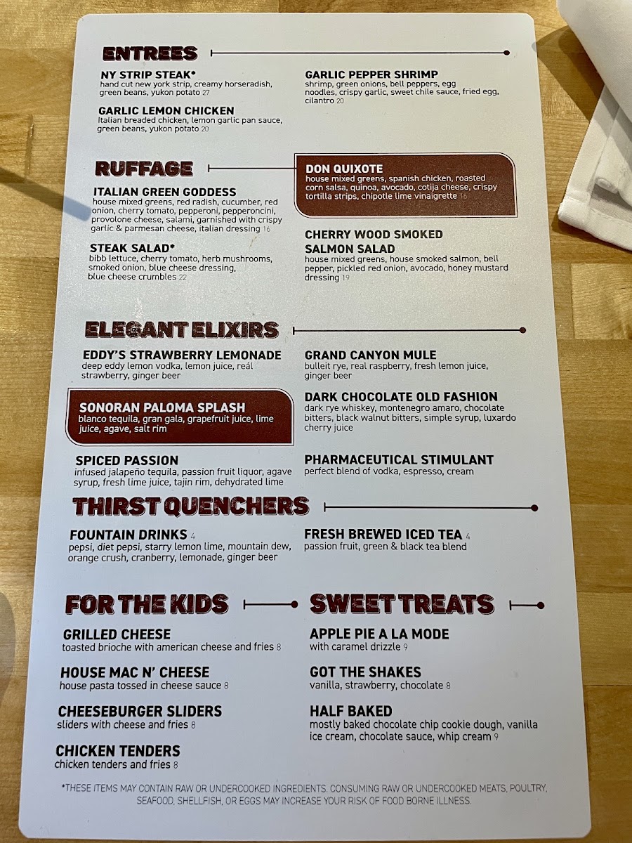 The Spot Neighborhood Grill menu board