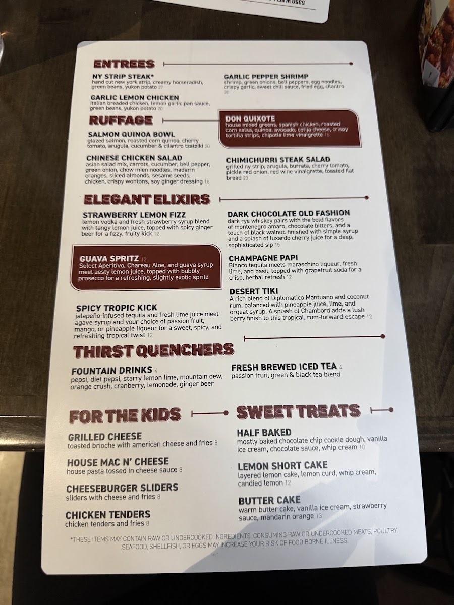 The Spot Neighborhood Grill menu board