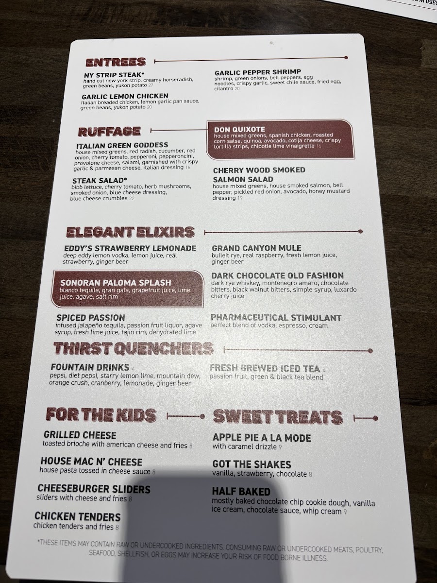 The Spot Neighborhood Grill menu board