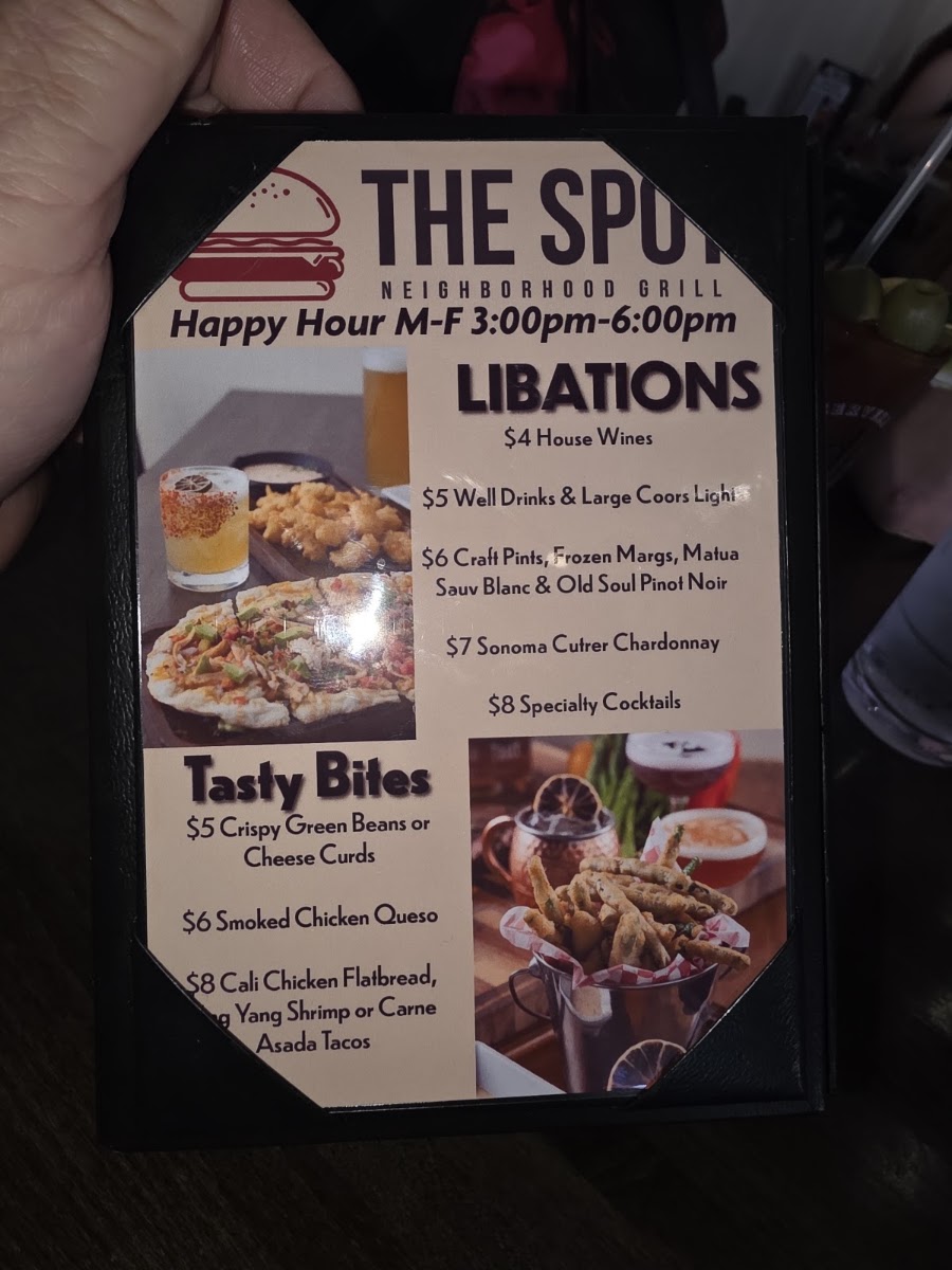 The Spot Neighborhood Grill menu board