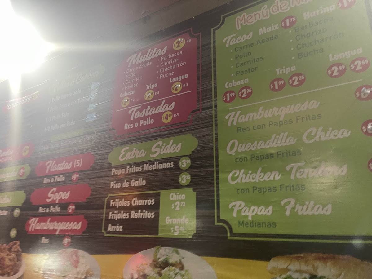 Taquería San Luis #2 menu board