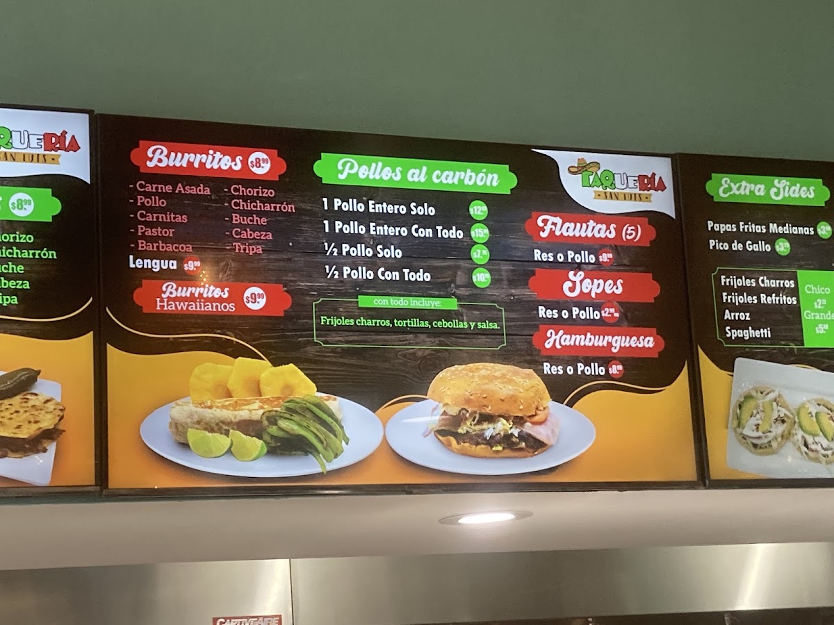 Taquería San Luis #2 menu board