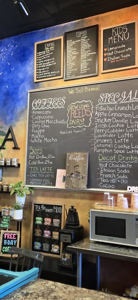 Patty's Ultimate Coffee House menu board