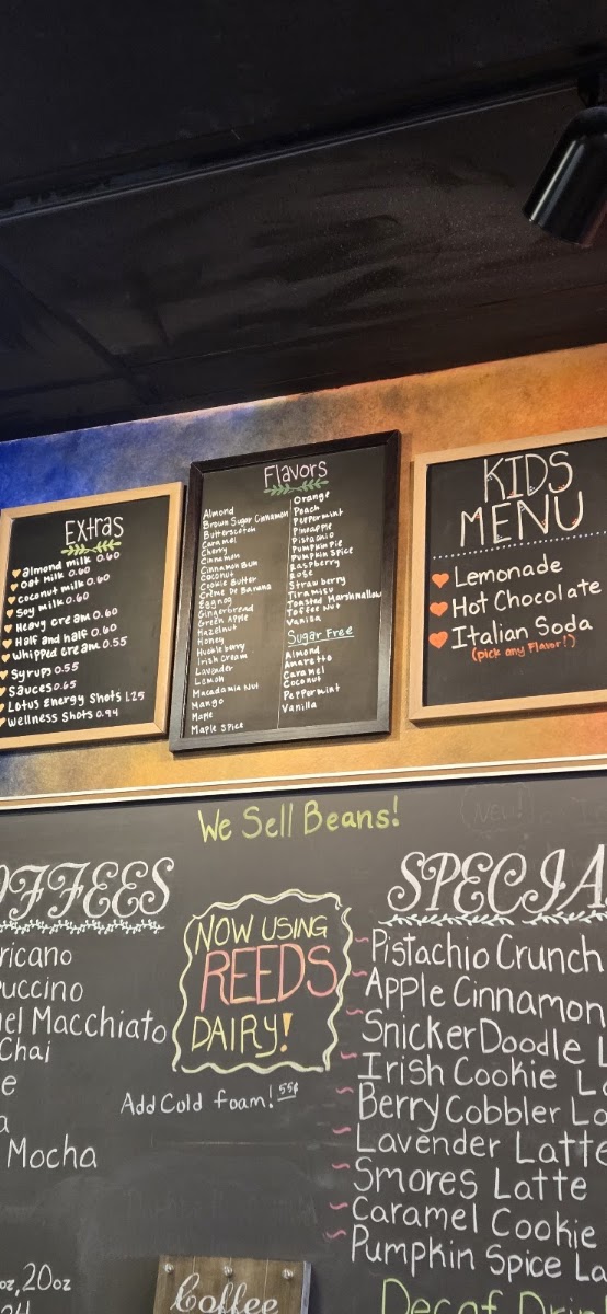 Patty's Ultimate Coffee House menu board