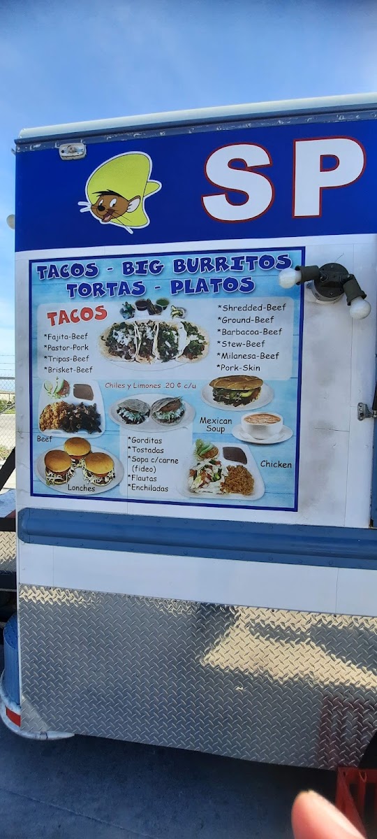 Speedy Tacos menu board