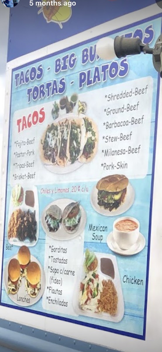 Speedy Tacos menu board