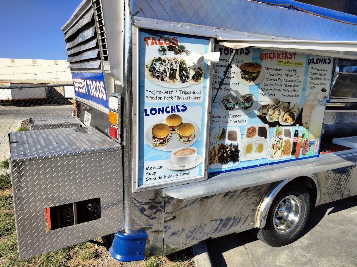 Speedy Tacos menu board