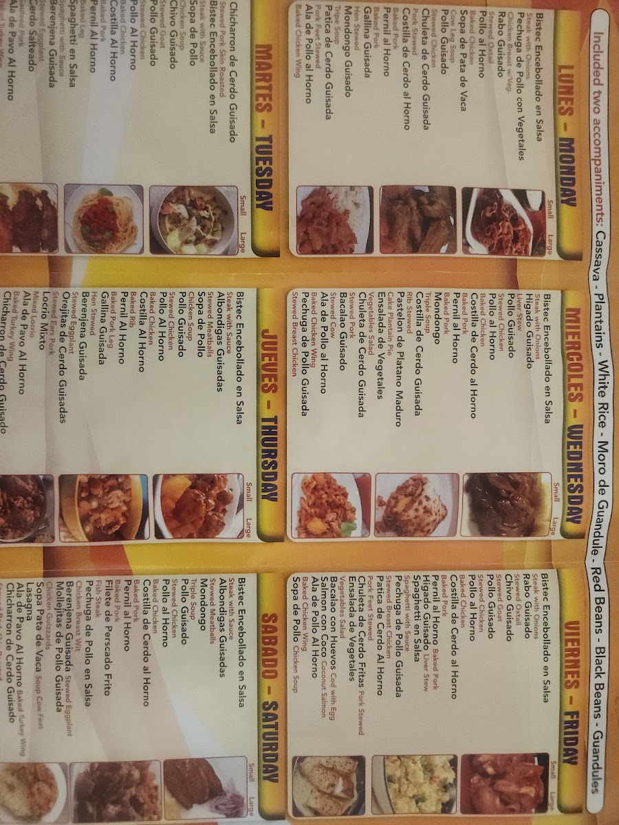 EL RINCONCITO RESTAURANT menu board