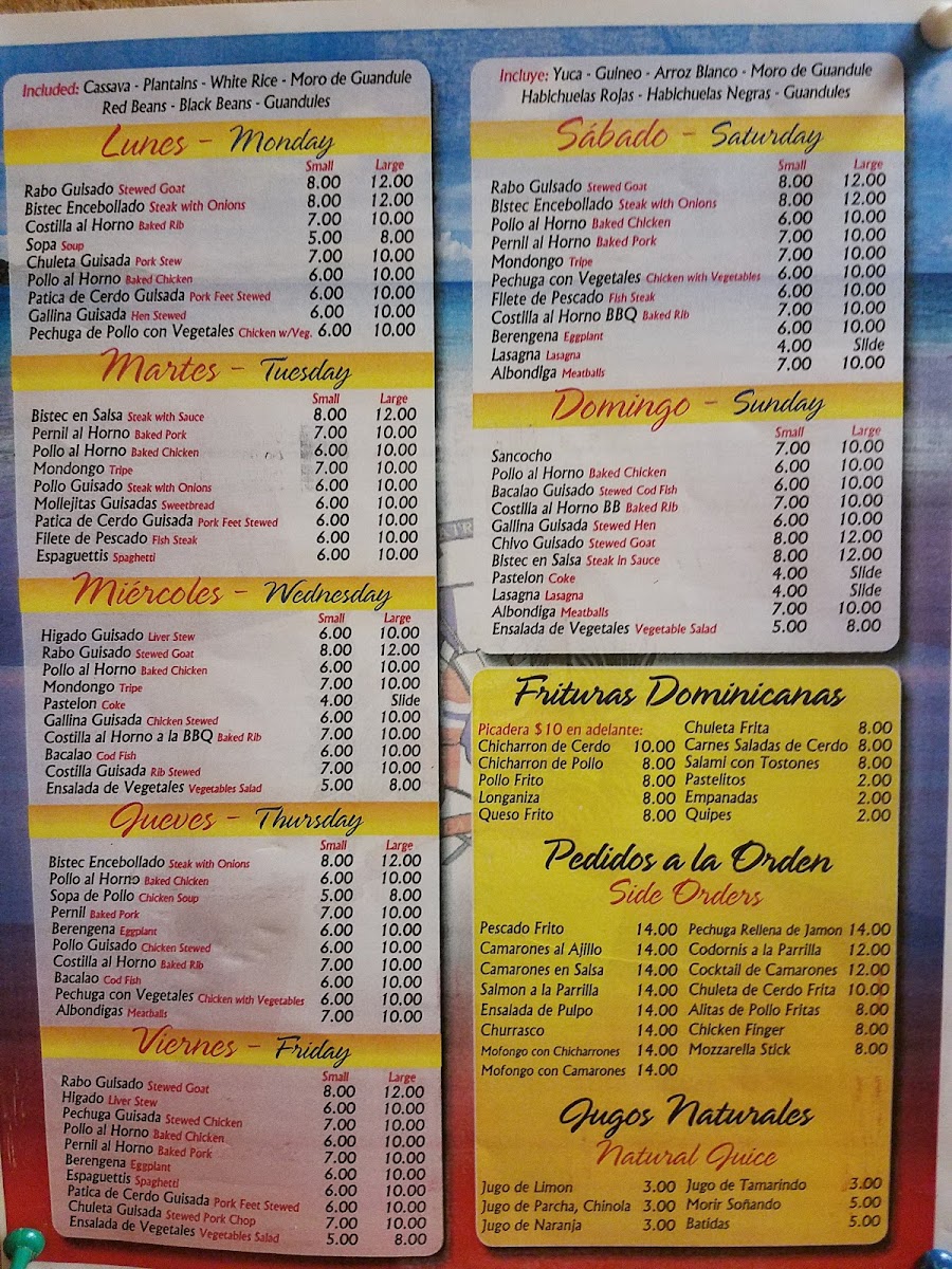 EL RINCONCITO RESTAURANT menu board