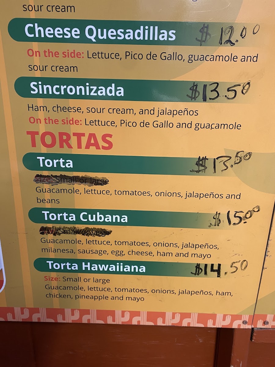 El Coyote menu board