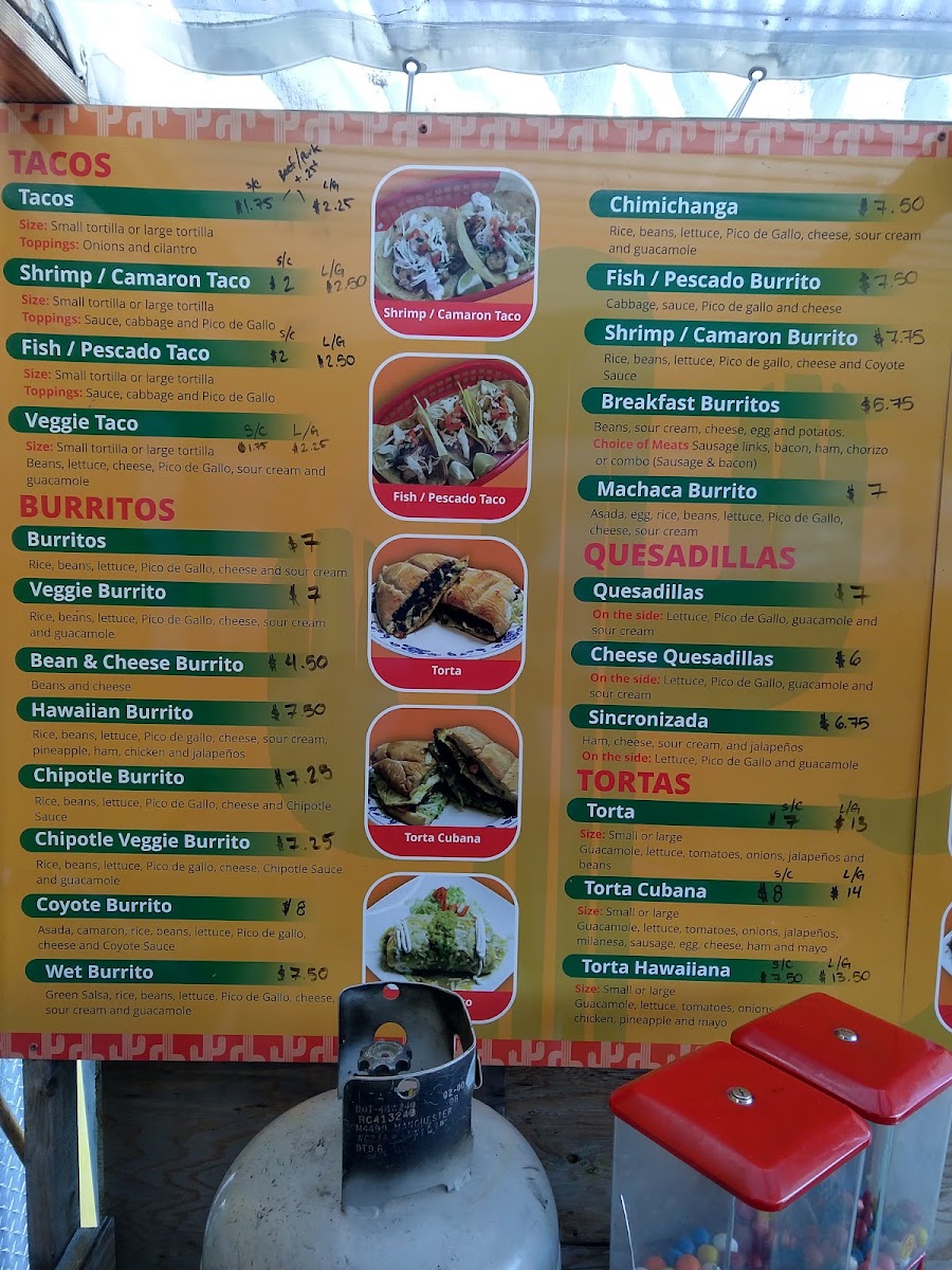 El Coyote menu board