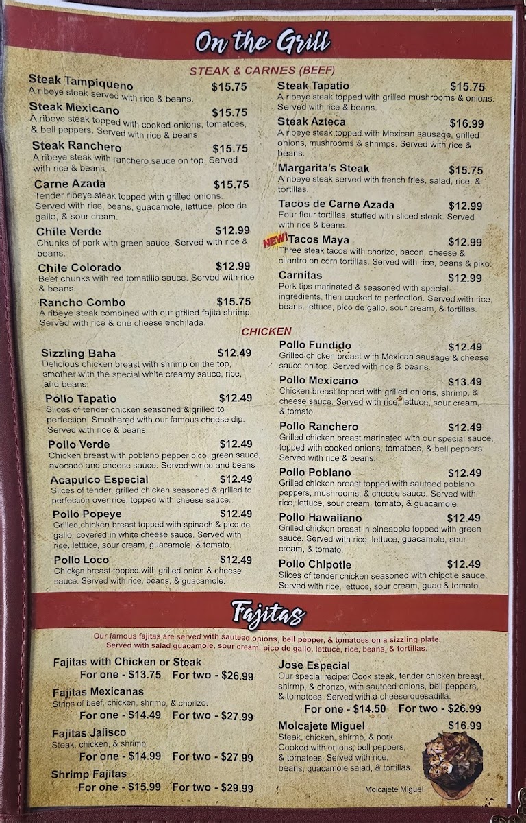 El Centenario | Mexican menu board