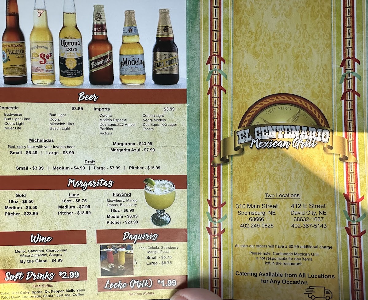 El Centenario | Mexican menu board