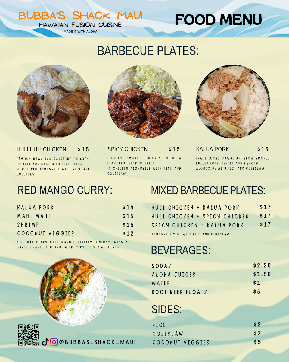 Bubba’s Shack Maui menu board