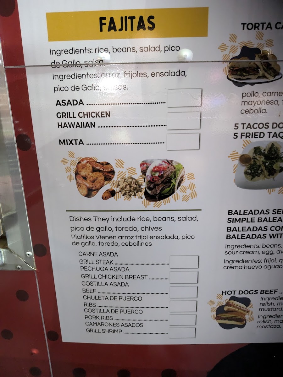 Taqueria Los Milagros menu board