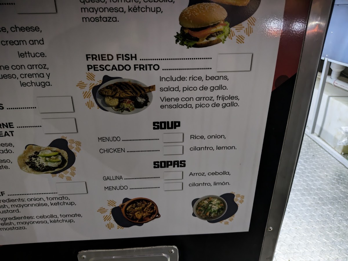Taqueria Los Milagros menu board
