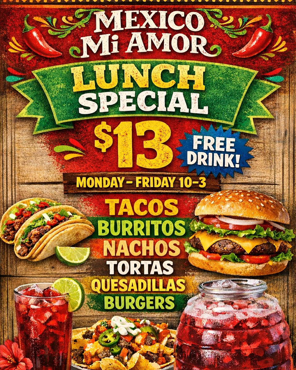 Mexico Mi Amor menu board