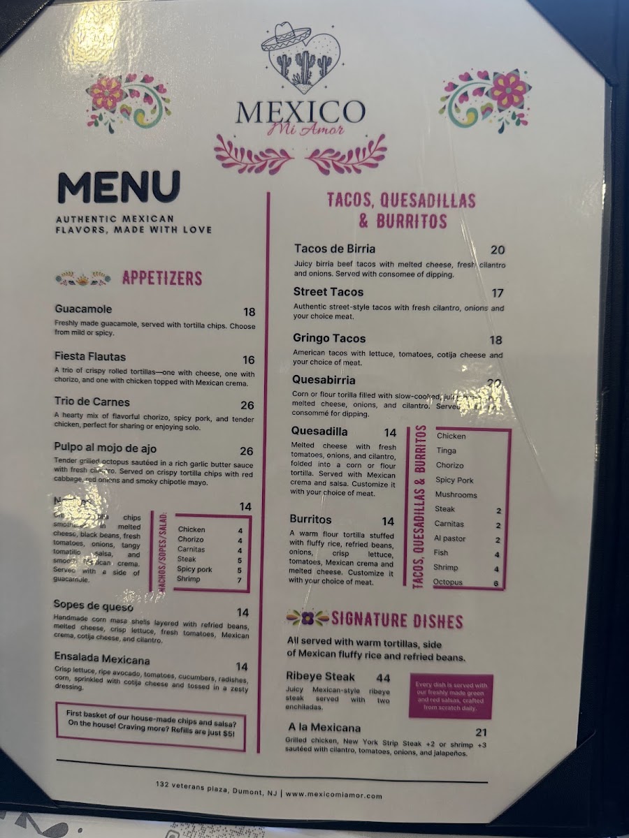 Mexico Mi Amor menu board