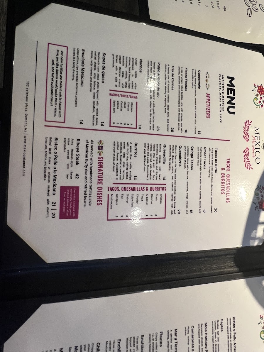 Mexico Mi Amor menu board
