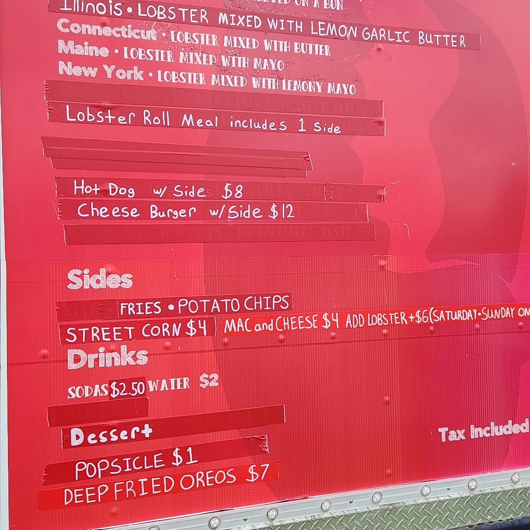 King of Lobster menu board