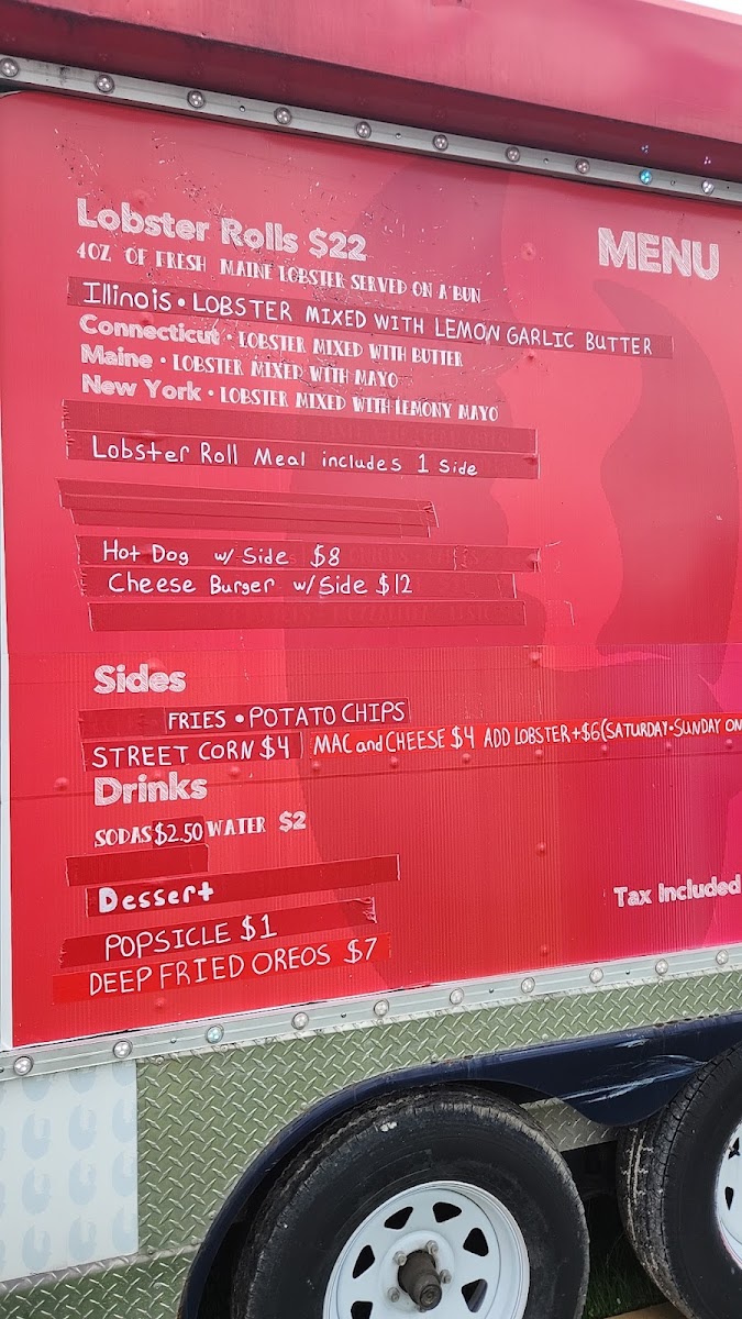 King of Lobster menu board