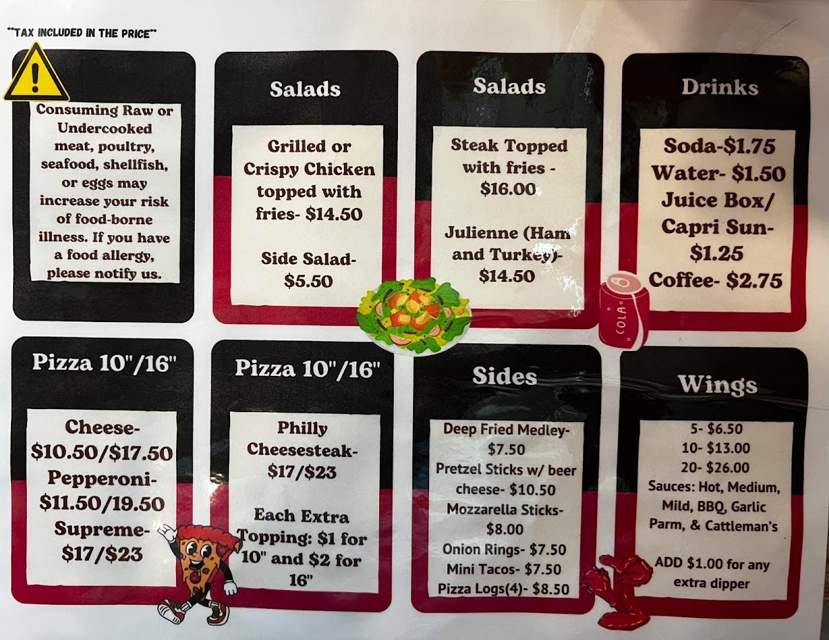 Fatties Creamery and Grill menu board