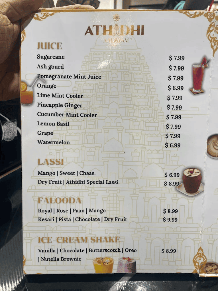 Athidhi Aalayam - Vegetarian Cuisine menu board