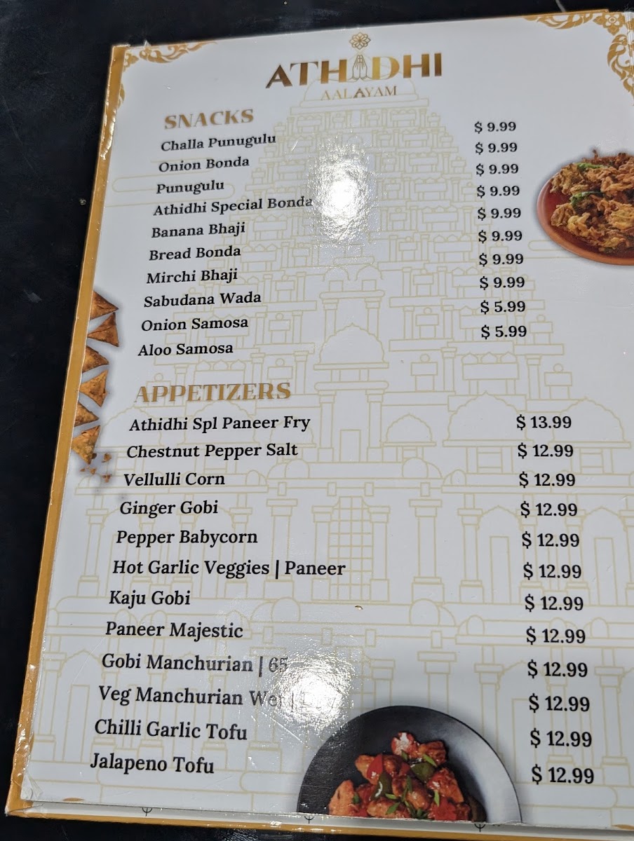 Athidhi Aalayam - Vegetarian Cuisine menu board