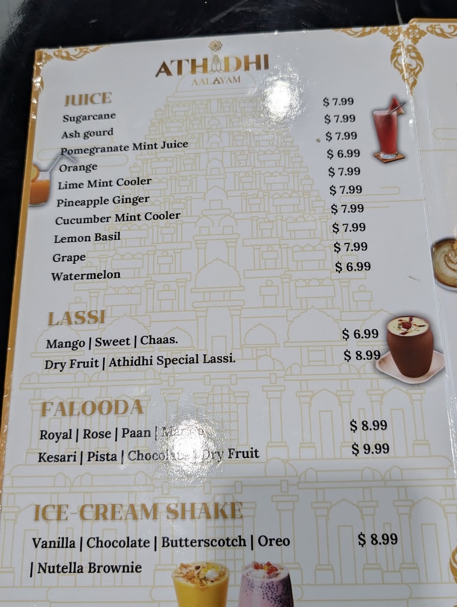 Athidhi Aalayam - Vegetarian Cuisine menu board
